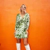 Little Mistress Green Print Satin Mini Dress By Vogue Williams