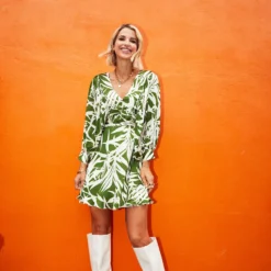Little Mistress Green Print Satin Mini Dress By Vogue Williams