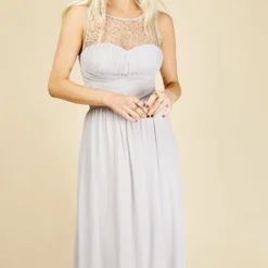 Little Mistress Grace Ice Grey Embellishment Sweetheart Maxi Dress -Starlit Dress Sales 6158D62A 2