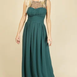 Little Mistress Grace Pine Embellishment Sweetheart Maxi Dress