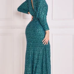 Goddiva Dual Tone Patterned Sequin Plunge Neck Maxi Dress -Starlit Dress Sales A34974D1A 3