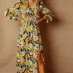 Starlit Dress Sales 15 Little Mistress Vintage Floral Shirred Mock Wrap Maxi Dress By Vogue Williams