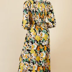 Little Mistress Vintage Floral Shirred Mock Wrap Maxi Dress By Vogue Williams -Starlit Dress Sales D20978D3C 4