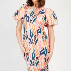 Little Mistress Animal Print Puff Sleeve Midi Dress By Vogue Williams -Starlit Dress Sales D21332C1A 2 1 2bfa26c1 3068 4814 a621 06e5f6d5328a