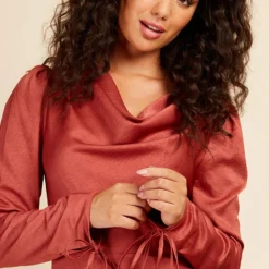 Little Mistress Rust Satin Cowl Neck Midaxi Dress -Starlit Dress Sales D33392R2A 3