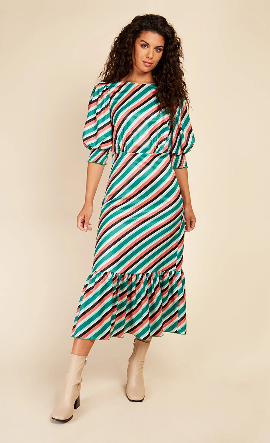 Little Mistress Stripe Satin Pephem Midaxi Dress 1 Little Mistress Stripe Satin Pephem Midaxi Dress