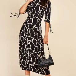 Little Mistress Animal Print Frill Midaxi Dress