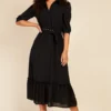 Little Mistress Black Seersucker Midaxi Shirt Dress