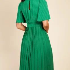 Little Mistress Green Check And Pleated Hem Midaxi Dress -Starlit Dress Sales D33620R1A 4