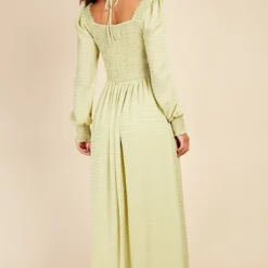Little Mistress Chartreuse Check Tie Neck Maxi Dress -Starlit Dress Sales D33627D1A 4