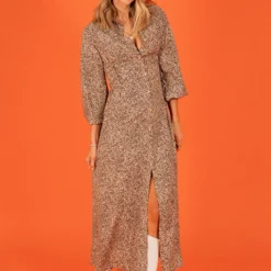 Little Mistress Leopard Lace Up Maxi Shirt Dress By Vogue Williams