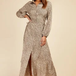Little Mistress Leopard Lace Up Maxi Shirt Dress By Vogue Williams -Starlit Dress Sales D33629D2B 1