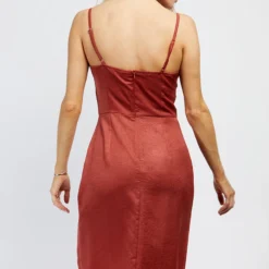 Little Mistress Rust Satin Scoop Neck Midi Dress -Starlit Dress Sales D33635C1A 4