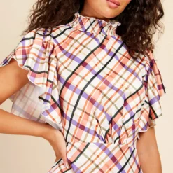 Little Mistress Check Frill Sleeve Midaxi Dress 6 Little Mistress Check Frill Sleeve Midaxi Dress -Starlit Dress Sales D33636R1A 3