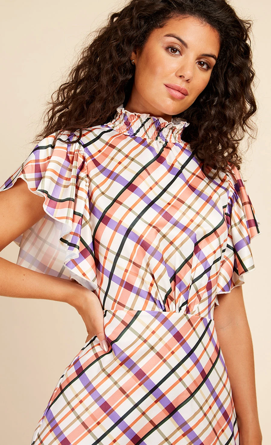 Little Mistress Check Frill Sleeve Midaxi Dress 3 Little Mistress Check Frill Sleeve Midaxi Dress - Image 3