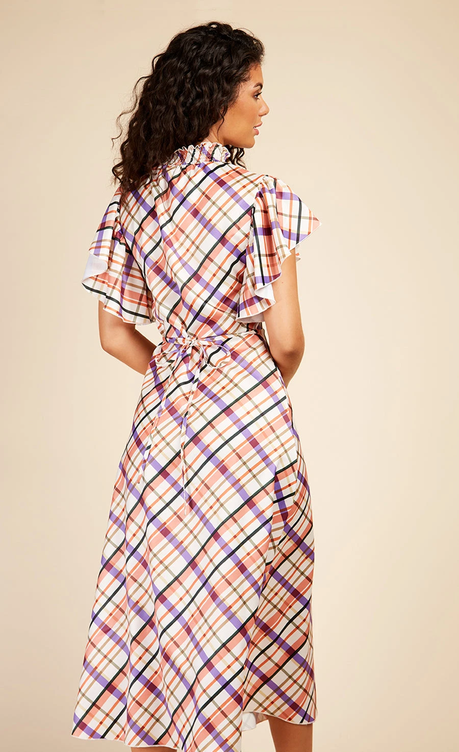 Little Mistress Check Frill Sleeve Midaxi Dress 4 Little Mistress Check Frill Sleeve Midaxi Dress - Image 4