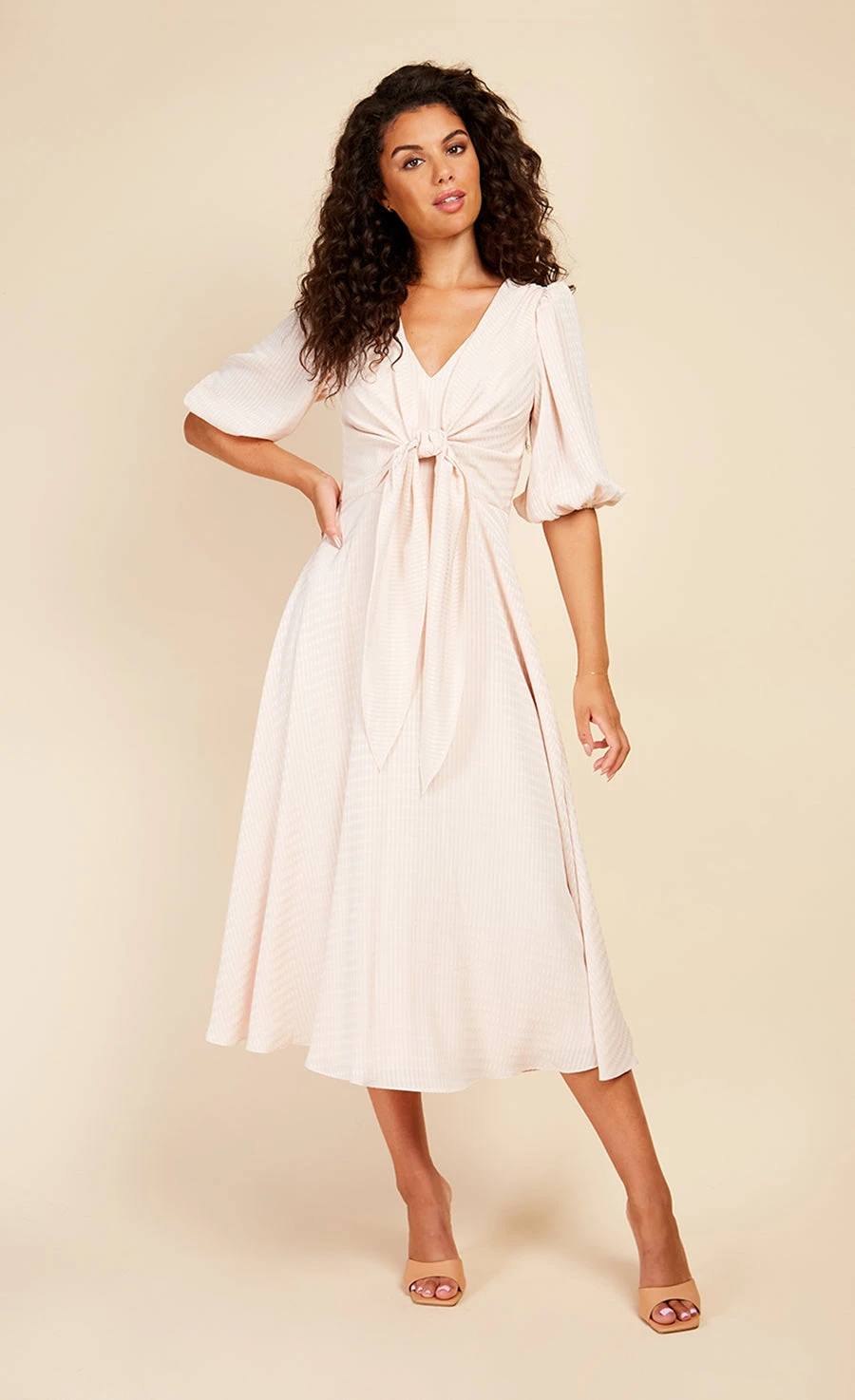 Little Mistress Ecru Check Tie Detail Midaxi Dress 1 Little Mistress Ecru Check Tie Detail Midaxi Dress