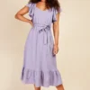 Little Mistress Iris Texture Frill Midaxi Dress
