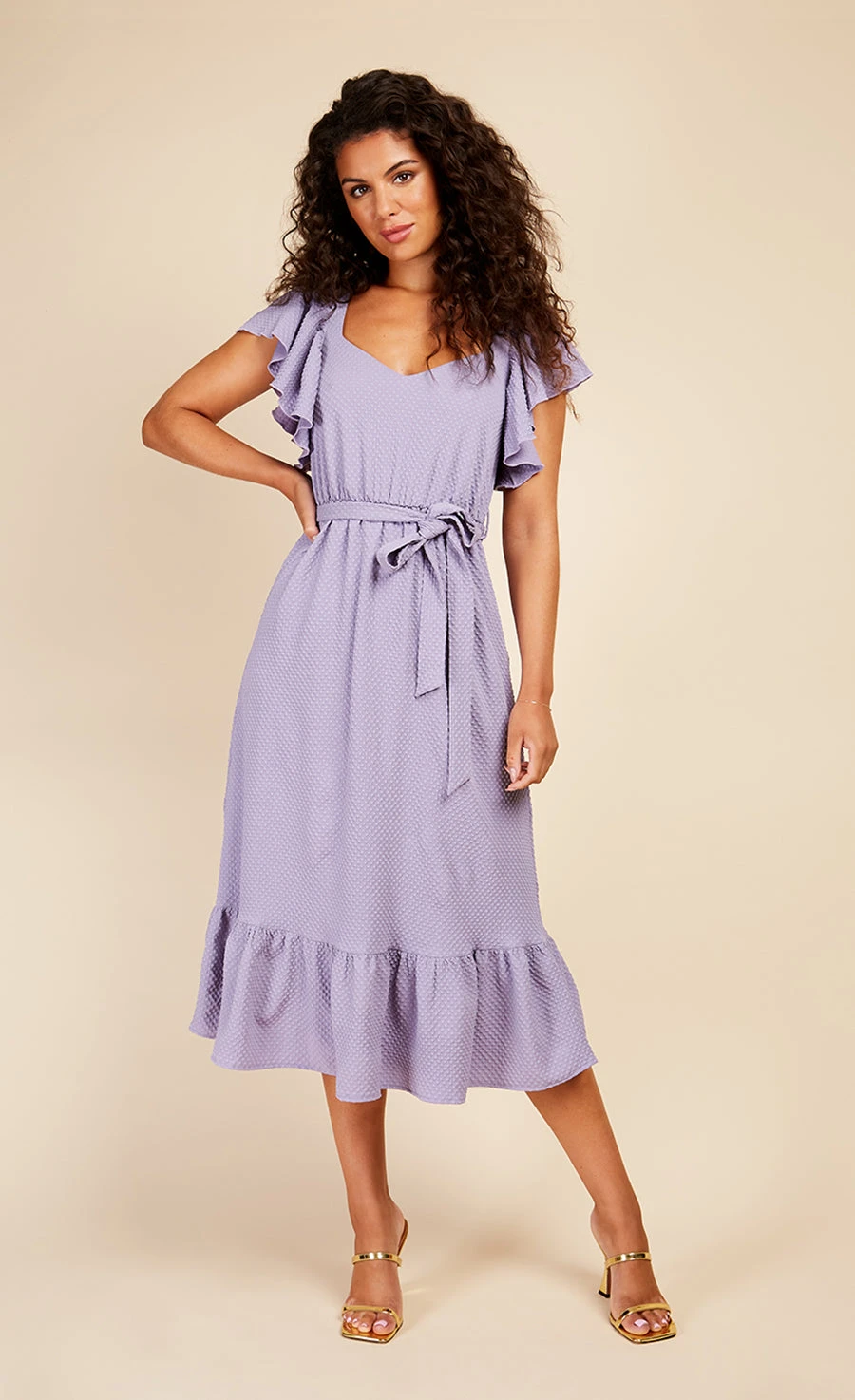 Little Mistress Iris Texture Frill Midaxi Dress 1 Little Mistress Iris Texture Frill Midaxi Dress