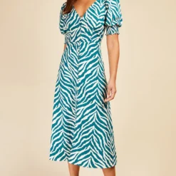Little Mistress Zebra Print Button Front Midi Dress By Vogue Williams -Starlit Dress Sales D33708R1A 12 1