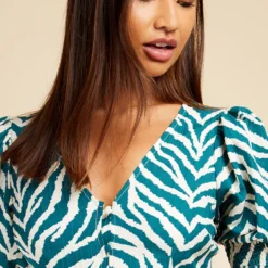 Little Mistress Zebra Print Button Front Midi Dress By Vogue Williams -Starlit Dress Sales D33708R1A 3