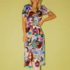 Little Mistress Retro Print Button Front Midi Dress By Vogue Williams