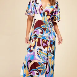 Little Mistress Retro Print Satin Wrap Maxi Dress By Vogue Williams 7 Little Mistress Retro Print Satin Wrap Maxi Dress By Vogue Williams -Starlit Dress Sales D33709D1A 1