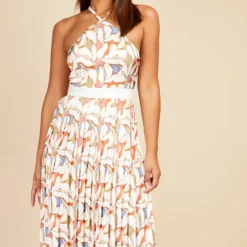 Little Mistress Leaf Print Pleated Midaxi Dress 6 Little Mistress Leaf Print Pleated Midaxi Dress -Starlit Dress Sales D33747R1A 2