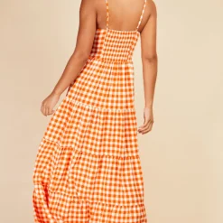 Little Mistress Orange Gingham Tie Front Maxi Dress -Starlit Dress Sales D33749D1A 4