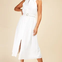 Little Mistress White Textured Belted Midaxi Shirt Dress 8 Little Mistress White Textured Belted Midaxi Shirt Dress -Starlit Dress Sales D33755R1A 1