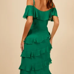 Little Mistress Green Frill Cold Shoulder Midi Dress -Starlit Dress Sales D33784R3A 4