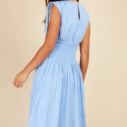 Little Mistress Cornflower Dobby Spot Gathered Detail Midaxi Dress -Starlit Dress Sales D33793R1A 4