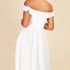 Little Mistress White Waffle Texture Bardot Midi Dress -Starlit Dress Sales D33800R1A 4