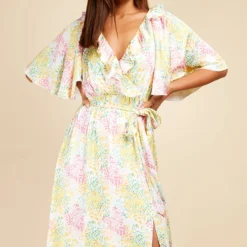 Little Mistress Blossom Frill Mock Wrap Maxi Dress -Starlit Dress Sales D33803D1A 2