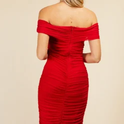 Little Mistress Hoxton Tomato Red Bardot Ruched Bodycon Midi Dress 5 Little Mistress Hoxton Tomato Red Bardot Ruched Bodycon Midi Dress -Starlit Dress Sales D33894C3A 1