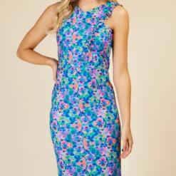 Little Mistress Blue Floral Print Crossover Neckline Midi Dress 8 Little Mistress Blue Floral Print Crossover Neckline Midi Dress -Starlit Dress Sales D33991C1A 2