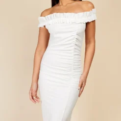 Little Mistress White Bardot Midi Bodycon Dress 7 Little Mistress White Bardot Midi Bodycon Dress -Starlit Dress Sales D33993C1A 2