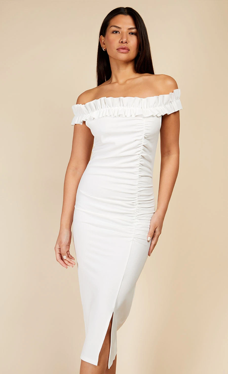 Little Mistress White Bardot Midi Bodycon Dress 4 Little Mistress White Bardot Midi Bodycon Dress - Image 4