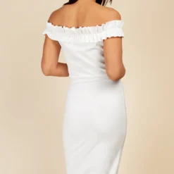 Little Mistress White Bardot Midi Bodycon Dress 6 Little Mistress White Bardot Midi Bodycon Dress -Starlit Dress Sales D33993C1A 4
