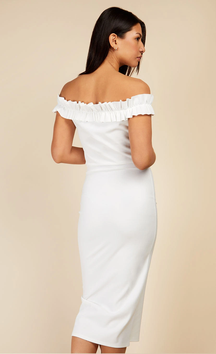 Little Mistress White Bardot Midi Bodycon Dress 3 Little Mistress White Bardot Midi Bodycon Dress - Image 3