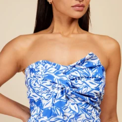 Little Mistress Blue Floral Print Bow Detail Bandeau Midi Dress -Starlit Dress Sales D33998C2B 3