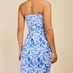 Little Mistress Blue Floral Print Bow Detail Bandeau Midi Dress -Starlit Dress Sales D33998C2B 4