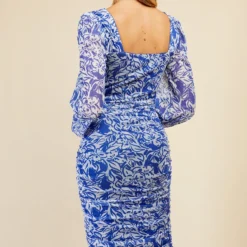 Little Mistress Blue Floral Print Ruched Midi Bodycon Dress 7 Little Mistress Blue Floral Print Ruched Midi Bodycon Dress -Starlit Dress Sales D34002C1A 4