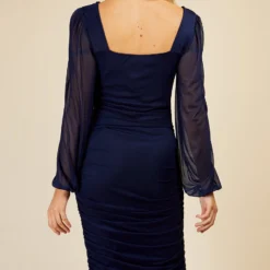 Little Mistress Navy Ruched Midi Bodycon Dress -Starlit Dress Sales D34002C3C 4