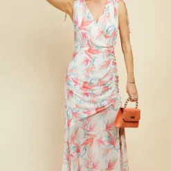Little Mistress Floral Print Tie Detail Maxi Dress