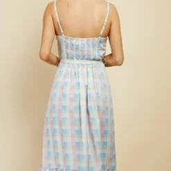 Little Mistress Pastel Check Button Detail Midi Dress -Starlit Dress Sales D34008R1A 4