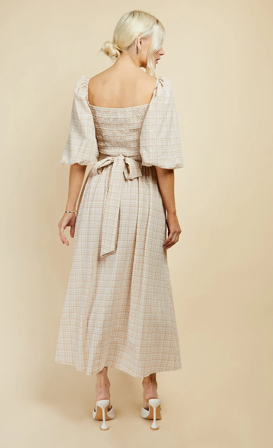 Little Mistress Beige Check Multiway Midi Dress 9 Little Mistress Beige Check Multiway Midi Dress - Image 9