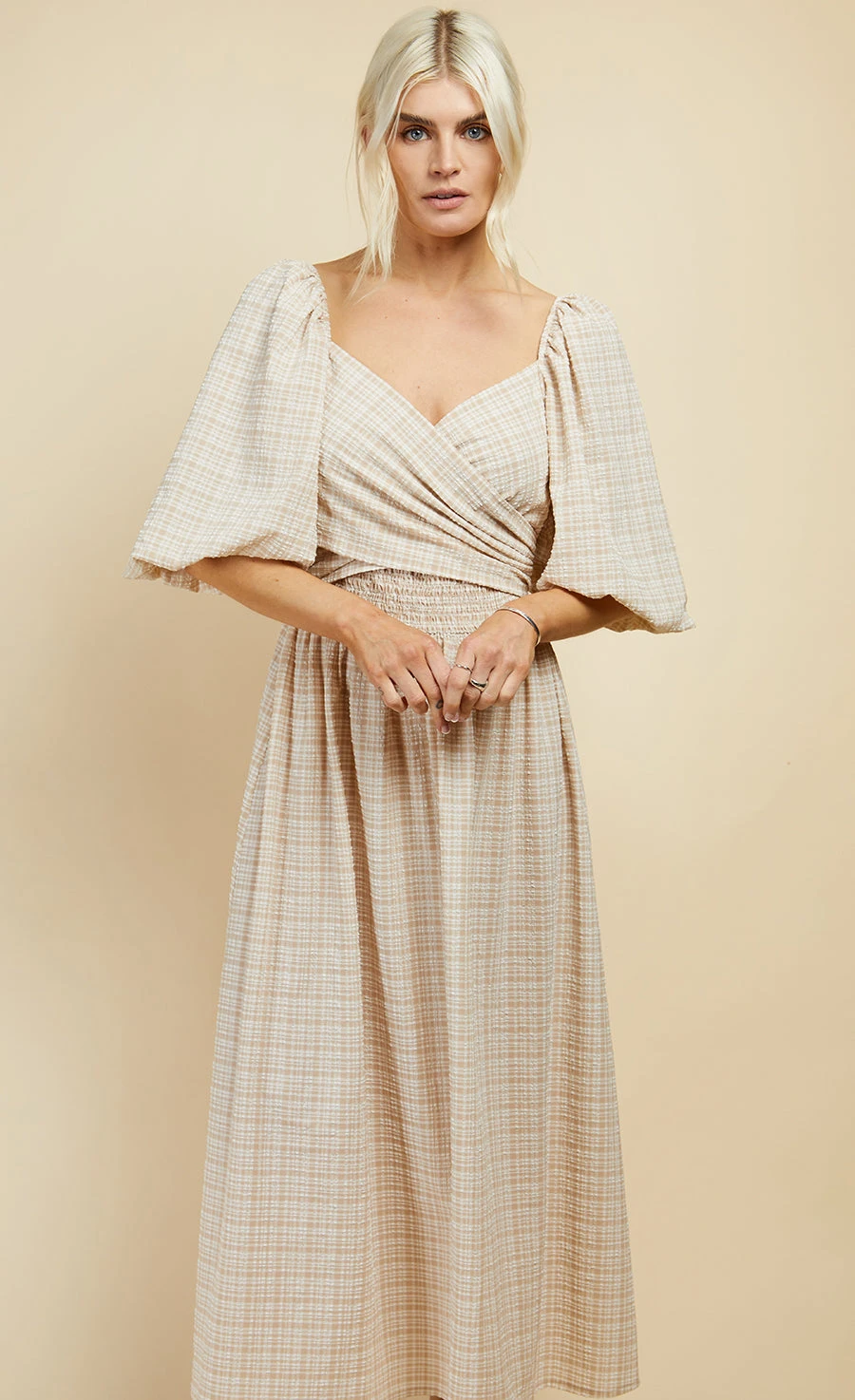 Little Mistress Beige Check Multiway Midi Dress 8 Little Mistress Beige Check Multiway Midi Dress - Image 8