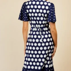 Little Mistress Navy Spot Mix Midi Dress 7 Little Mistress Navy Spot Mix Midi Dress -Starlit Dress Sales D34026R2A 4