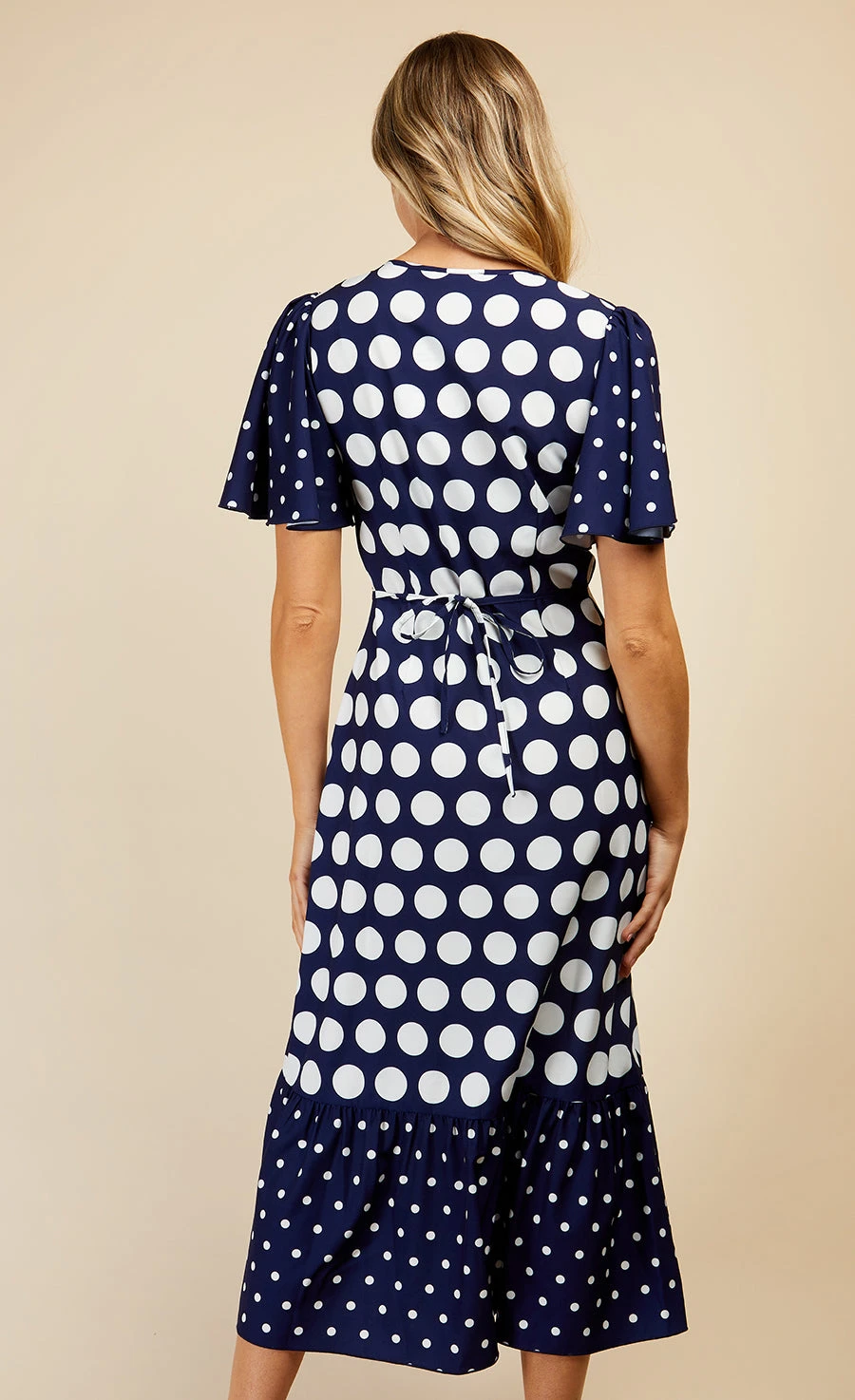 Little Mistress Navy Spot Mix Midi Dress 4 Little Mistress Navy Spot Mix Midi Dress - Image 4